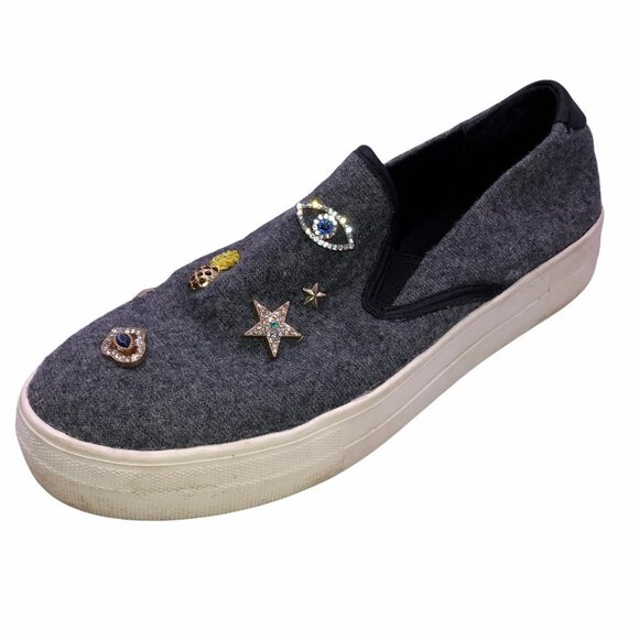 Steven Shoes - Steven by Steve Madden Gerri Gray Felt Size 9.5 M Jeweled Slip on Shoes Sneakers